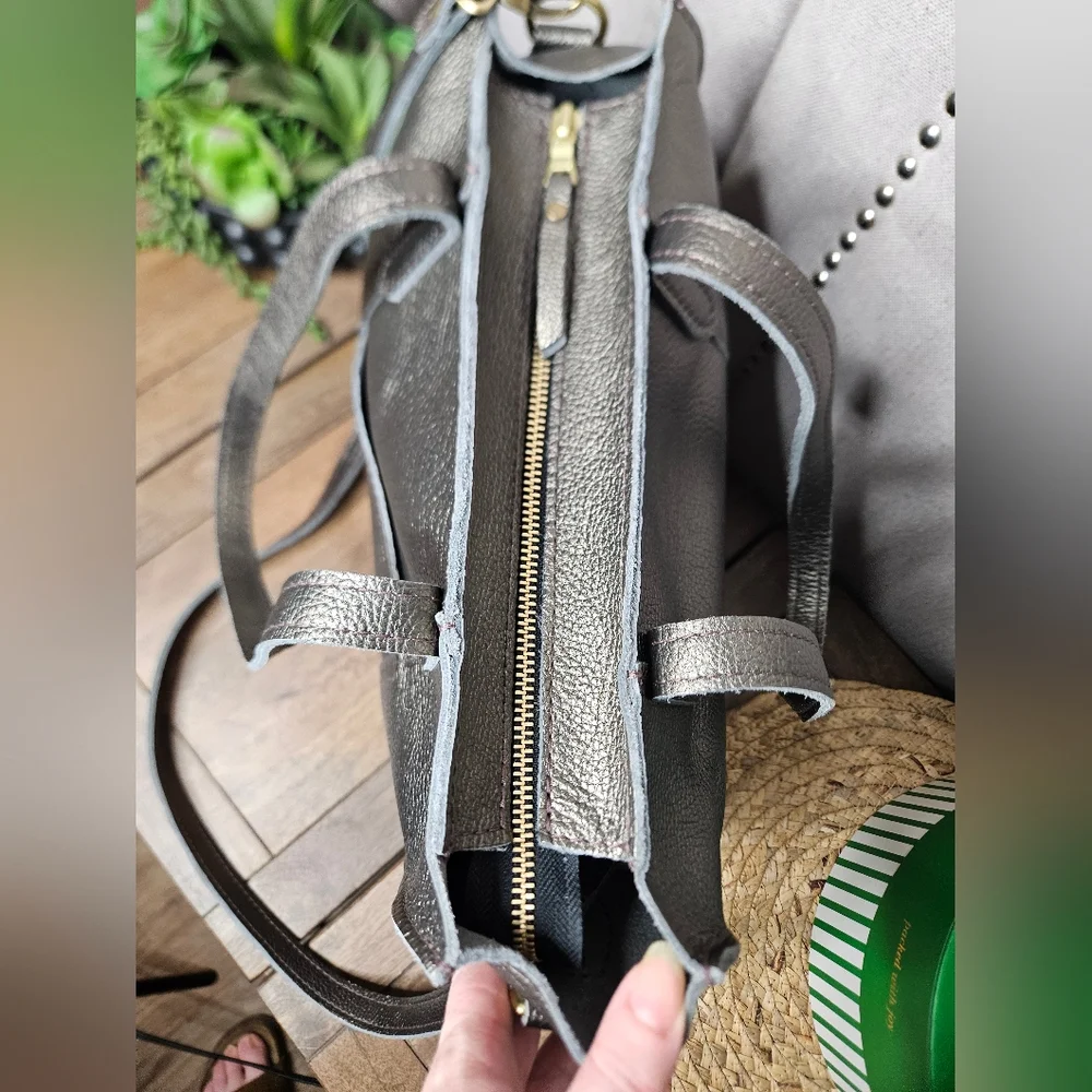 Portland Leather Goods Lola N/S Zippered Crossbody Tote Stardust - Picture 3 of 15